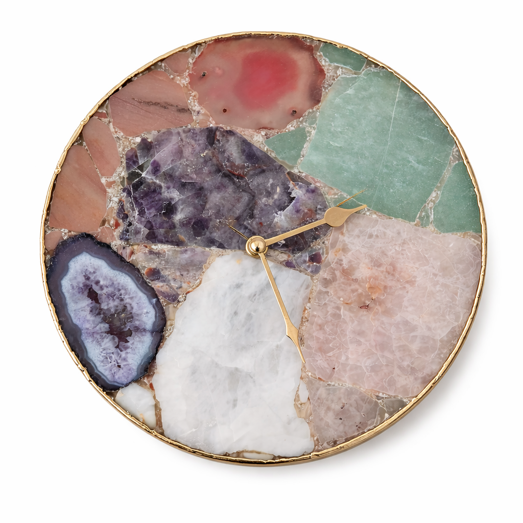 Exclusive Multicolor Large Agate Wall Clock| 12" Diameter