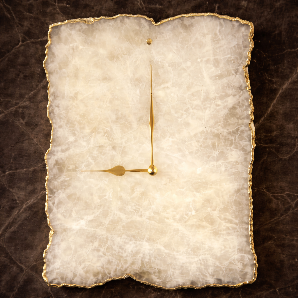 Large White Agate Wall Clock/Personalised Momento/10"x15"