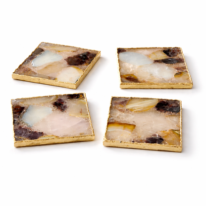 Raw Mixed  Agate - Set of 4 Large Square Coasters | Personalised Momentos