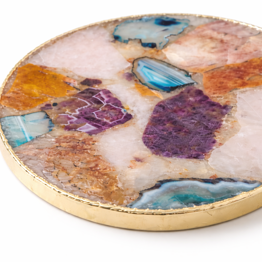 Large Multicolored 12" Diameter Agate Platter/Tray/Personalised Momentos/Sign Boards