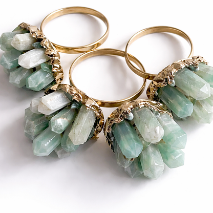 Set of 4 Chunky Green Agate Napkin Rings