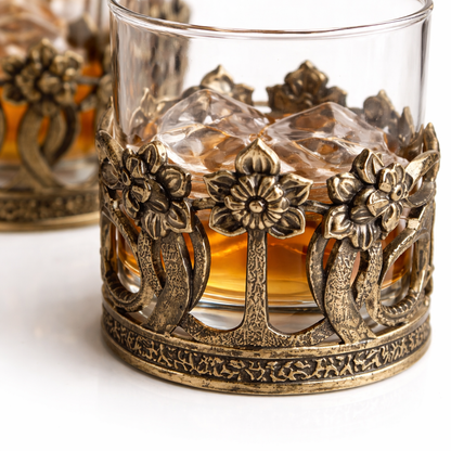 Crown Dragon Whisky Glasses Set | Medieval Barware, Gold, Silver, Antique | Set of 2 & Set of 4