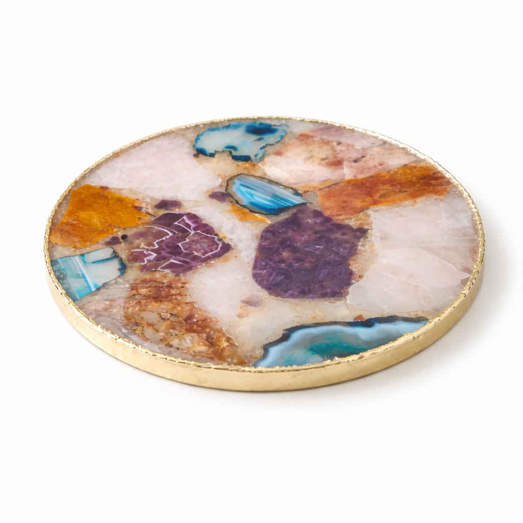 Large Multicolored 12" Diameter Agate Platter/Tray/Personalised Momentos/Sign Boards