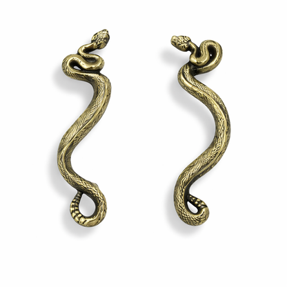 Swirling Snakes Brass Cabinet Handles | Antique Finish (Set of 2)