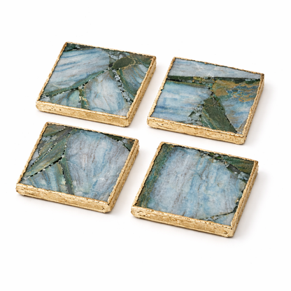 Blue-Green Composite Agate - Set of 4 Large Square Coasters | Personalised Momentos