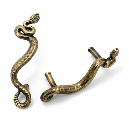 Swirling Snakes Brass Cabinet Handles | Antique Finish (Set of 2)