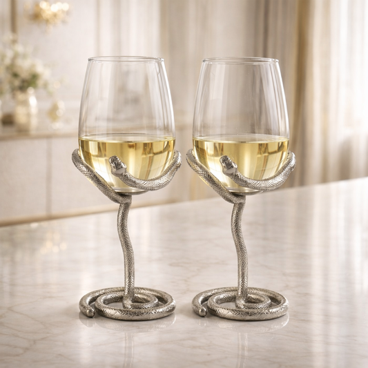 Snake Wine Glasses | Designer Statement Drinkware  | Set of 2 / Set of 4