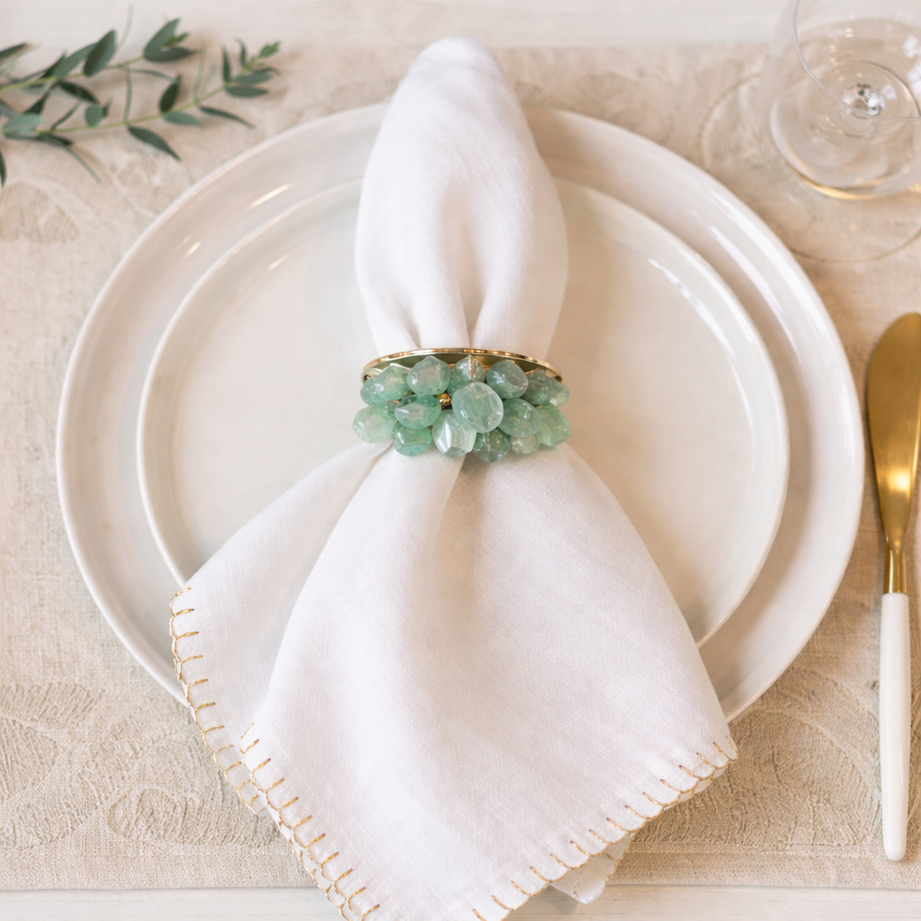 Set of 4 Chunky Green Agate Napkin Rings