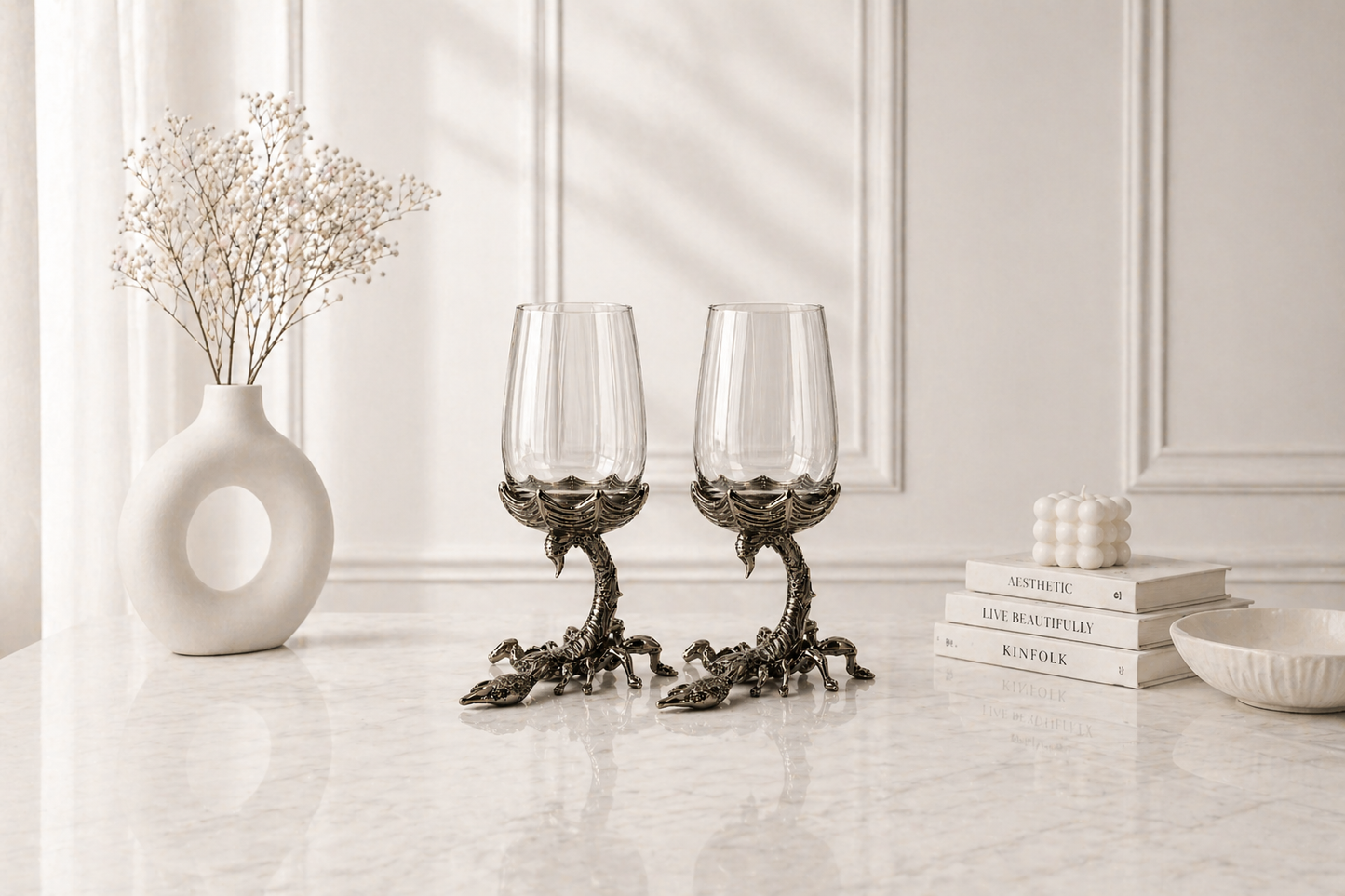 Scorpion Wine Glasses | Designer Statement Drinkware  | Set of 2 / Set of 4