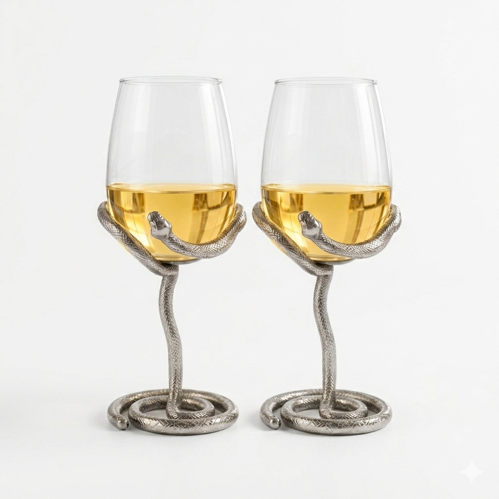 Snake Wine Glasses | Designer Statement Drinkware  | Set of 2 / Set of 4