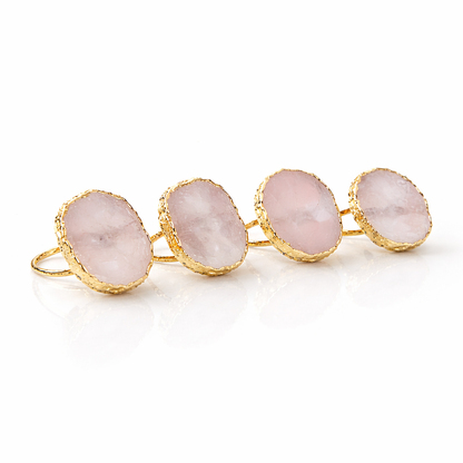 Set of 4 Hand Rounded Rose Quartz Agate Napkin Rings
