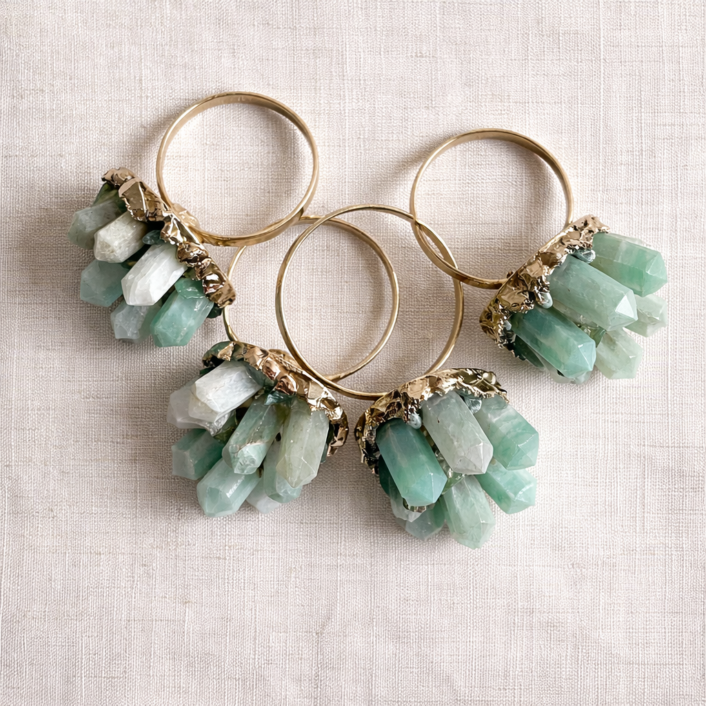 Set of 4 Chunky Green Agate Napkin Rings