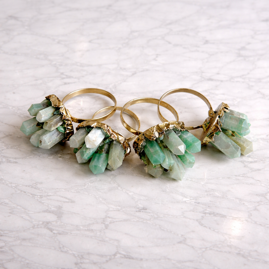 Set of 4 Chunky Green Agate Napkin Rings