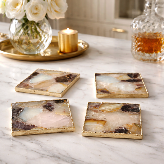 Raw Mixed  Agate - Set of 4 Large Square Coasters | Personalised Momentos