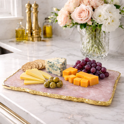 Large Rose Quartz Agate Cheese Platter/Tray/Personalised Momentos/Sign Boards 10"x15"