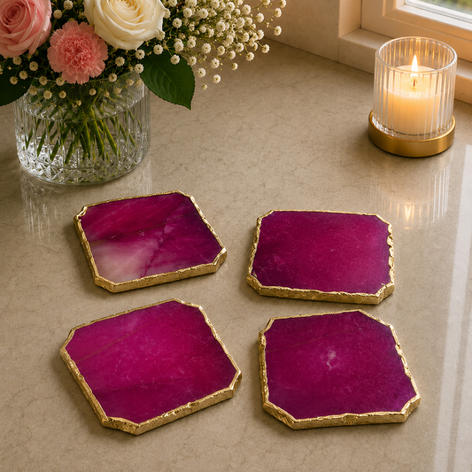 Magenta Agate Coasters – Set of 4