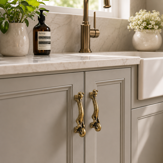 Leaping Leopard Brass Cabinet Handles – Set of 2