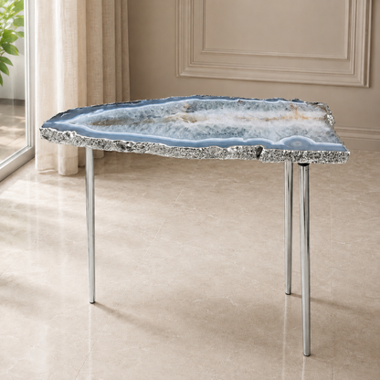 Large Grey Agate Organic Edge Side Table