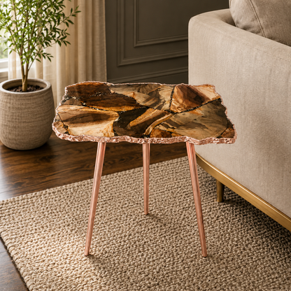 Brown Agate Organic Edge Side Table