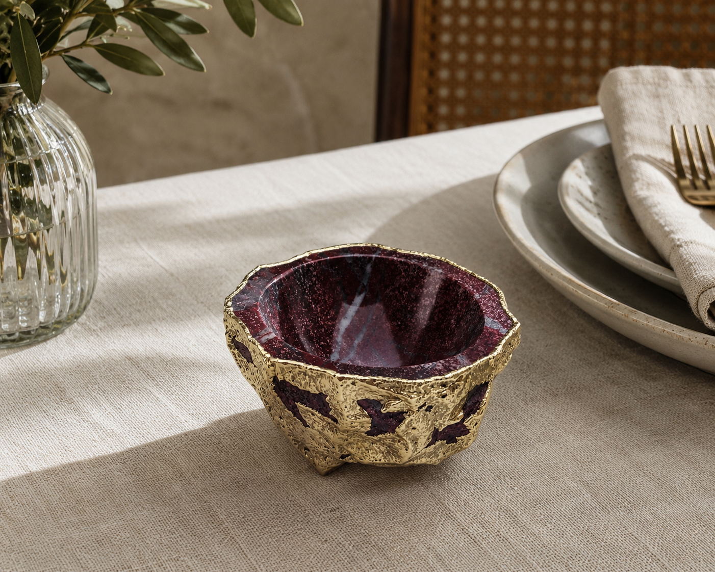 Maroon Red Agate Geode Bowl
