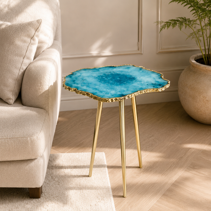 Small Blue Agate Organic Edge Side Table