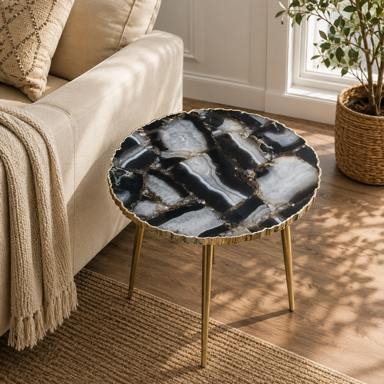 Wild Brown Agate Round Side Table