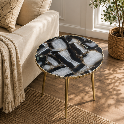 Wild Brown Agate Round Side Table