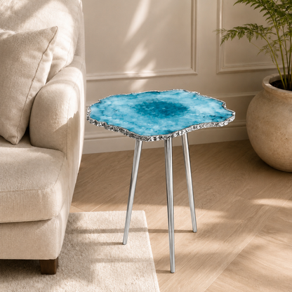 Small Blue Agate Organic Edge Side Table