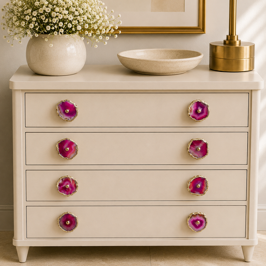 Pink Onyx Cabinet Pulls - Set of 6