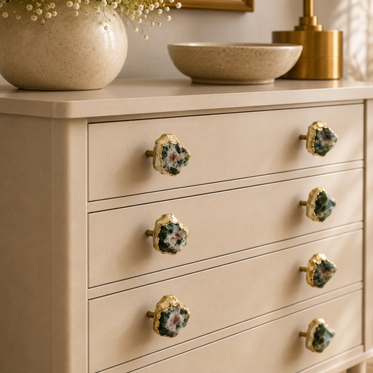 Moss Green Agate Cabinet Pulls - Set of 4