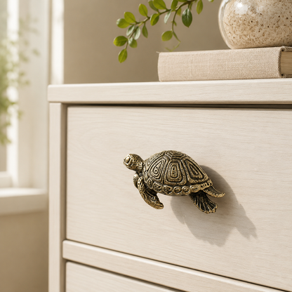 Turtle Brass Cabinet Knobs – Set of 2 or 4