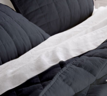 Black - 3-Piece Quilt Bedding with Pillowcases | Lightweight Blanket | Cotton Filling | PureCottonSateen, PureLinen or LinenCottonMix