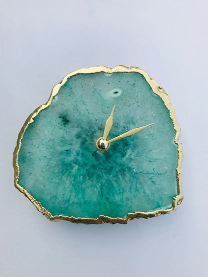 Aqua Agate Desk/Wall Clock/Personalised Momento