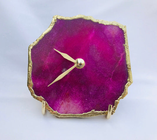 Magenta Agate Aventurine  Wall/Desk Clock/Personalised Momento