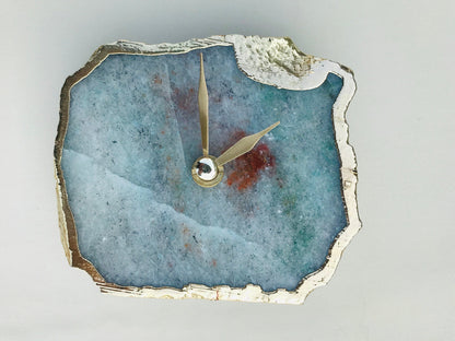 Grey Green Aventurine Agate Desk/Wall Clock/Personalised Momento