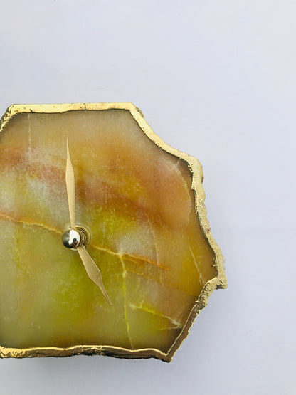 Mustard Agate Aventurine Desk/Wall Clock/Personalised Momento