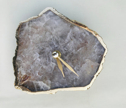 Smoky Grey Agate Desk/Wall Clock/Personalised Momento
