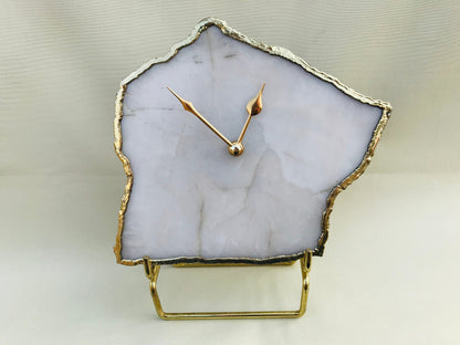 White Agate Large Wall/Table Clock/Personalised Momento
