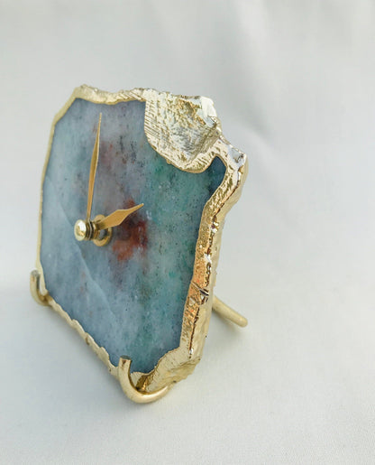 Grey Green Aventurine Agate Desk/Wall Clock/Personalised Momento