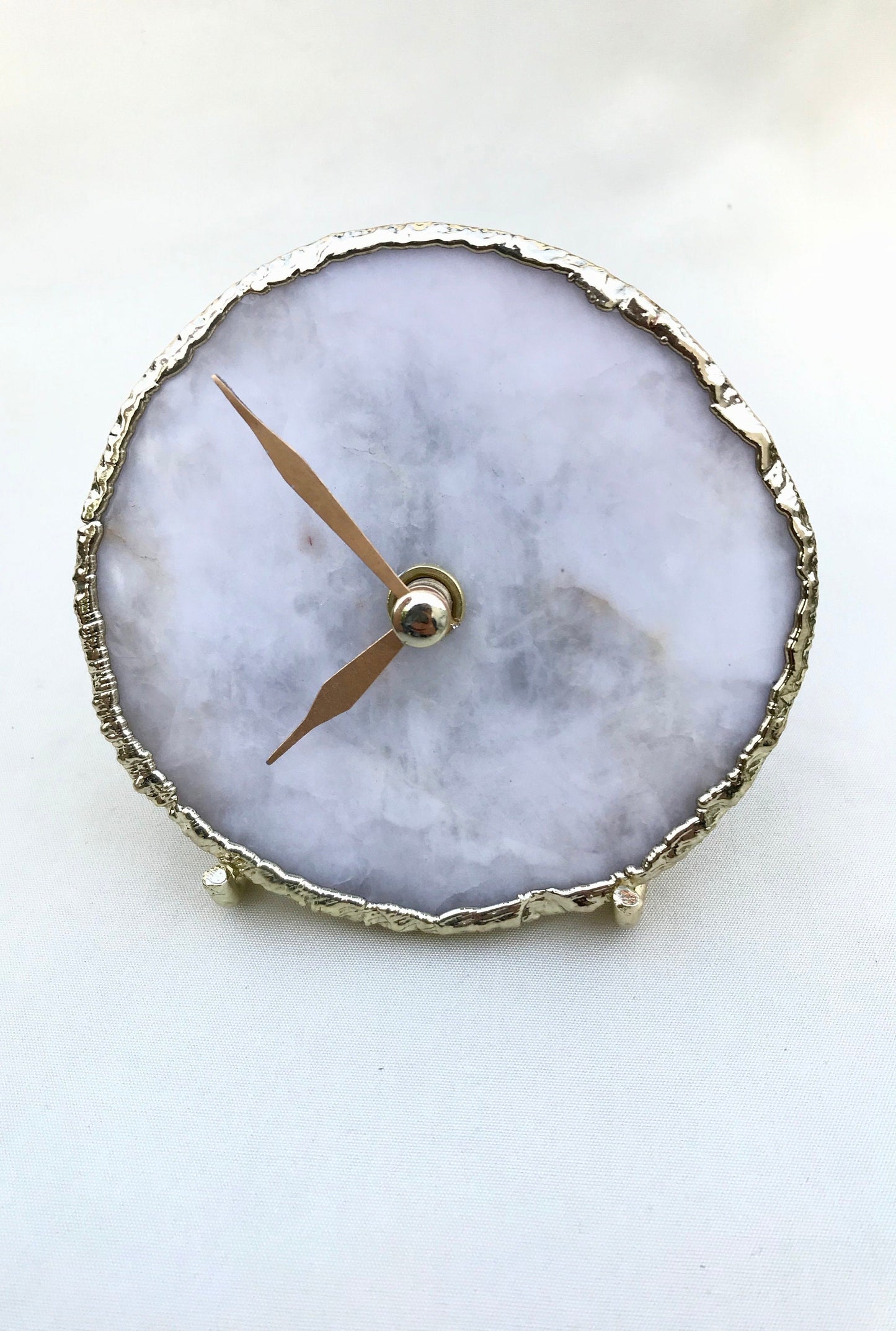 White Agate Desk/Wall Clock/Personalised Momento
