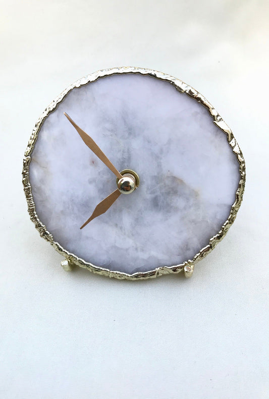 White Agate Desk/Wall Clock/Personalised Momento