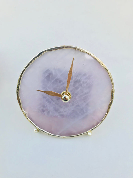 Rose Quartz Agate Desk/wall Clock/Personalised Momento