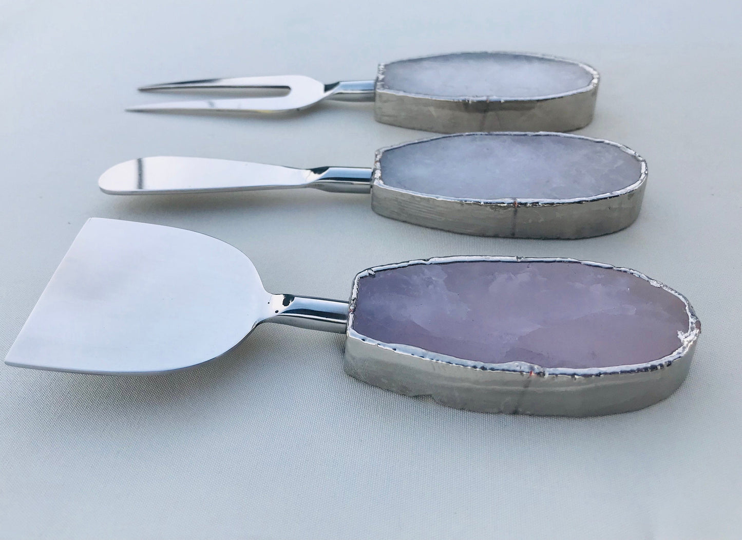 Rose Quartz Oval Cheese Serving Set
