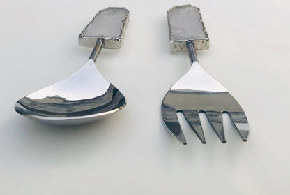 Clear Quartz Agate Salad Server - Set of 2