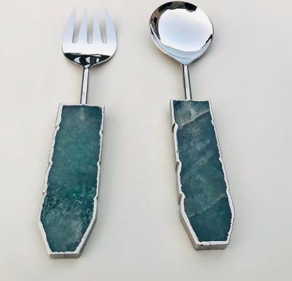 Green Agate Salad Server - Set of 2