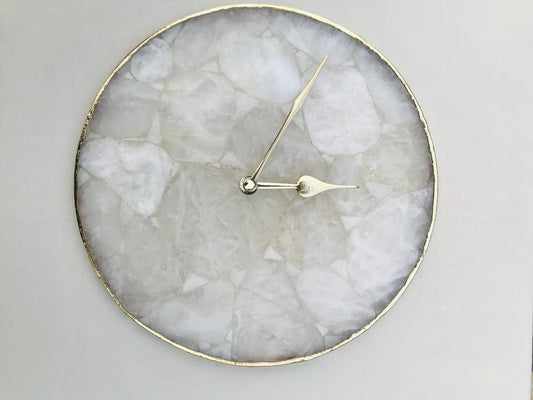 Large Clear Crystal Agate Wall Clock/Personalised Momento