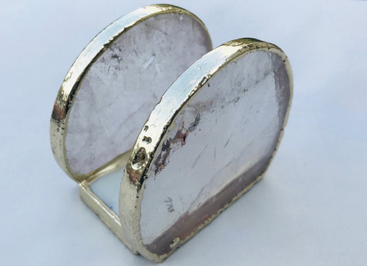 Hand Rounded Clear Quartz Agate Napkin Holder/Natural Stone Napkin Holder/Paper Napkin Holder/Desk Napkin Holder/Picnic Holder