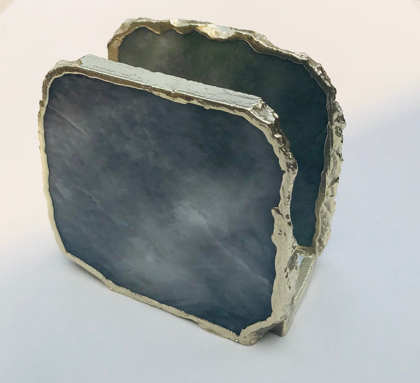 Grey Agate Napkin Holder/Natural Stone Napkin Holder/Paper Napkin Holder/Desk Napkin Holder/Picnic Holder
