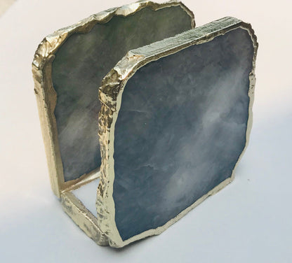 Grey Agate Napkin Holder/Natural Stone Napkin Holder/Paper Napkin Holder/Desk Napkin Holder/Picnic Holder