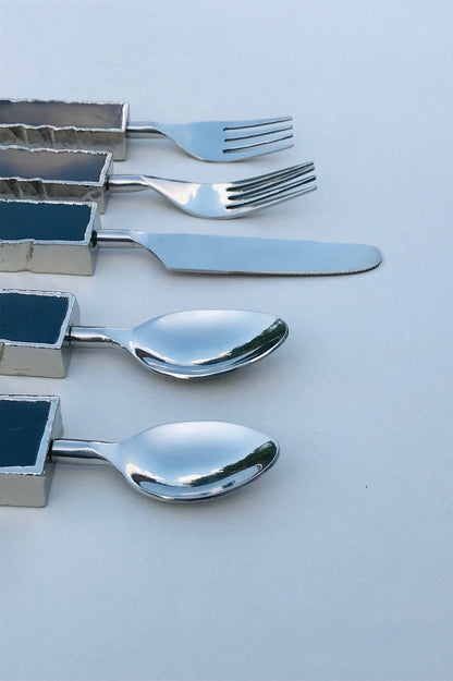 Set of 5 Pieces Black Agate Cutlery
